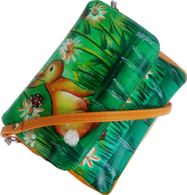 

EL Mio Women Evening/Party, Casual Green Genuine Leather Sling Bag