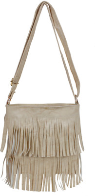 

JACY LONDON Women Casual Beige Leatherette, PU, Cotton Sling Bag
