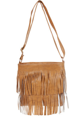 

AANIA HAUTE Women Casual Tan Leatherette, Cotton Sling Bag