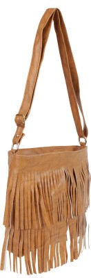 

Kandel London Women Casual Tan Leatherette, PU, Cotton Sling Bag