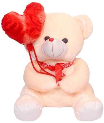 

Samayra Toys Cream Balloon Teddy Bear with Red Flower Heart - 40 cm(Cream)