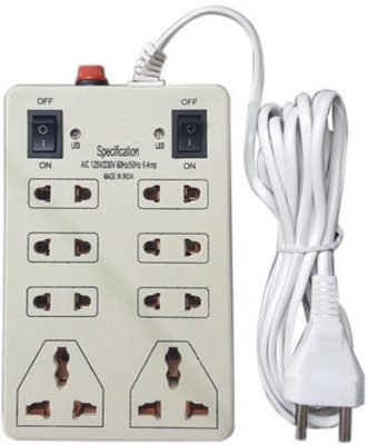 

LNVO Multi Plug Power Strip Extension Board Cord 2 Meter Long Wire 8 Socket Surge Protector(White)