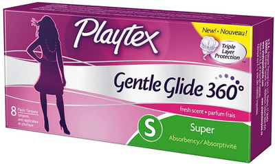 

Playtex Gentle Glide Regular/Super Absorbency Tampons, 8 Tampons Tampons(Pack of 8)