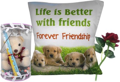 Natali Traders Artificial Flower, Cushion, Soft Toy, Greeting Card Gift Set