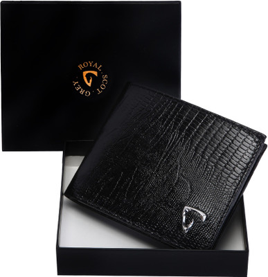 

royal scot grey Men Black Genuine Leather Wallet(4 Card Slots)