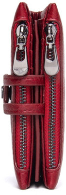 

CONTACTS Men Red Genuine Leather Wallet(14 Card Slots)