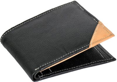 Saa Men Black Genuine Leather Wallet(3 Card Slots)