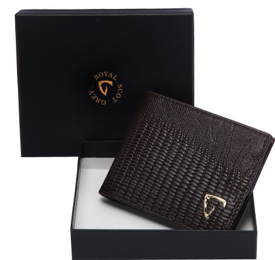 

Royal Scot Grey Men Brown Genuine Leather Money Clip(6 Card Slots), Dark brown