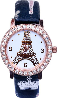 

iDIVAS New Arrival Blue Diamond Studded White Leather Belt Watch - For Women