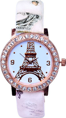 

iDIVAS New Arrival White Diamond Studded White Leather Belt Watch - For Women