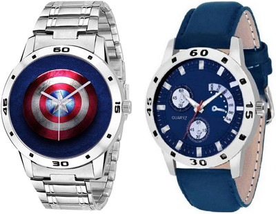 

iDIVAS Blue Dial Casual Look Sett Of Two Leather And Metal Strap 71514 Hybrid Watch - For Men
