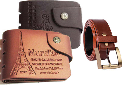 

Peacock Mundkar Wallet, Belt Combo(Tan, Black, Brown)