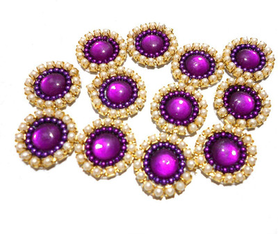 

GOELX Pearl Patches Colorful Round Shape Handmade Appliques Embellishments for Decoration, Crafts Ideas, Jewelery Making, Easy to Use Pack of 50 - Purple (15 mm)