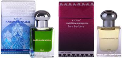 

Kivalo Ⓡ Haramain Pure Original Naeem & Mukhallath Fragrance Roll on Perfume Oil Pack of 2 (Attar) - 2 x 15 ml Floral Attar(Musk)