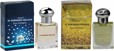 

Kivalo Ⓡ Haramain Pure Original Million & Dhahab Fragrance Roll on Perfume Oil Pack of 2 (Attar) - 2 x 15 ml Floral Attar(Musk)