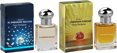 

Kivalo Ⓡ Haramain Pure Original Million & Forever Fragrance Roll on Perfume Oil Pack of 2 (Attar) - 2 x 15 ml Floral Attar(Musk)