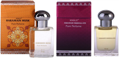 

Kivalo Ⓡ Haramain Pure Original Musk & Mukhallath Fragrance Roll on Perfume Oil Pack of 2 (Attar) - 2 x 15 ml Floral Attar(Musk)