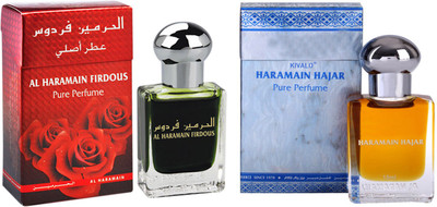 

Kivalo Ⓡ Haramain Pure Original Firdous & Hajar Fragrance Roll on Perfume Oil Pack of 2 (Attar) - 2 x 15 ml Floral Attar(Musk)