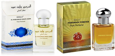 

Kivalo Ⓡ Haramain Pure Original White Oudh & Forever Fragrance Roll on Perfume Oil Pack of 2 (Attar) - 2 x 15 ml Floral Attar(Musk)