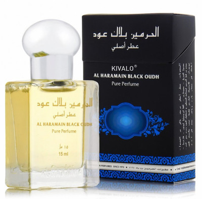 

Kivalo Ⓡ Haramain Pure Original Black Oudh Fragrance Roll on Perfume Oil (Attar) with Cedar wood, Amber- 15 ml Floral Attar(Musk)