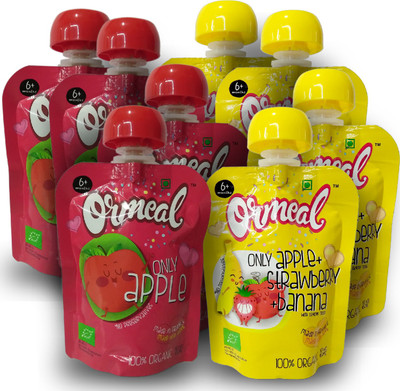 

Ormeal Organic Baby Food Puree Combo Pack (4+4) Cereal(720 g, Pack of 8, 6+ Months)