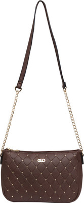 

Globus Quilted Embellished Handbag Sling Bag(Brown, 8 inch)