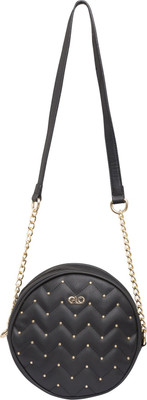 

Globus Quilted Embellished Circular Sling Bag Sling Bag(Black, 8 inch)