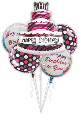 

Theme My Party Printed Birthday Cake birthday 5 Piece Combination 40 Inch Party Decoration Foil Balloon(Multicolor, Pack of 5)