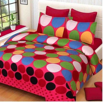 Dazling Bazaar 330 TC Polyester Double Printed Flat Bedsheet(Pack of 1, Red)