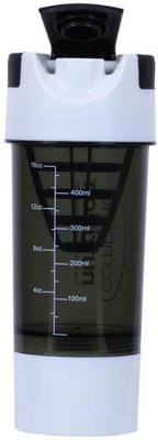 

GLOBALSHOP Shaker Bottle White (Pack of 1) 450 ml Shaker(Pack of 1, Multicolor), Tuff white black