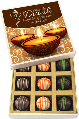 

Chocholik Diwali Sweets - May This Diwali Brings Lots Of Happiness In Your Life - Dark, Milk, White Chocolate Truffles - 9pc Truffles(135 g)