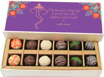 

Chocholik Diwali Sweets - May Thousands Of Lamps Bright Up Your Life - Dark, Milk, White Chocolate Truffles - 12pc Truffles(180 g)
