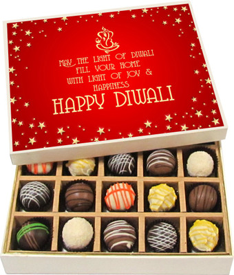 Chocholik Diwali Sweets - May The Light Of Diwali Fill Your Home With Light Of Joy - Dark, Milk, White Chocolate Truffles - 20pc Truffles(300 g)