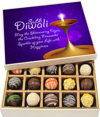 

Chocholik Diwali Sweets - May The Shimmering Diyas, The Crackling Fireworks - Dark, Milk, White Chocolate Truffles - 20pc Truffles(300 g)