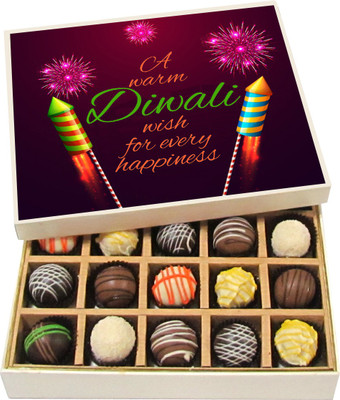 

Chocholik Diwali Sweets - A Warm Diwali Wish For Every Happiness - Dark, Milk, White Chocolate Truffles - 20pc Truffles(300 g)