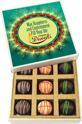 

Chocholik Diwali Sweets - May Happiness And Contentment Fill Your Life - Dark, Milk, White Chocolate Truffles - 9pc Truffles(135 g)
