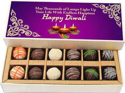 

Chocholik Diwali Sweets - May This Diwali Bright Up Your Life With Endless Happiness - Dark, Milk, White Chocolate Truffles - 12pc Truffles(180 g)
