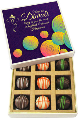 

Chocholik Diwali Sweets - May This Diwali Bring In You The Most Brightest - Dark, Milk, White Chocolate Truffles - 9pc Truffles(135 g)