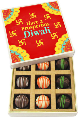 

Chocholik Diwali Sweets - Have A Prosperous Diwali - Dark, Milk, White Chocolate Truffles - 9pc Truffles(135 g)