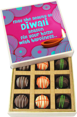 

Chocholik Diwali Sweets - May The Beauty Of Diwali Season - Dark, Milk, White Chocolate Truffles - 9pc Truffles(135 g)