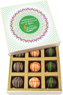 

Chocholik Diwali Sweets - Wishing You Sparkling Festival - Dark, Milk, White Chocolate Truffles - 9pc Truffles(135 g)