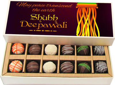 

Chocholik Diwali Sweets - May Peace Transcend The Earth - Dark, Milk, White Chocolate Truffles - 12pc Truffles(180 g)