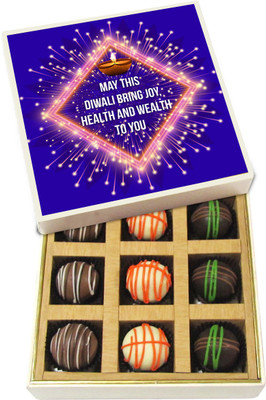 

Chocholik Diwali Sweets - May This Diwali Bring Joy, Health And Wealth To You - Dark, Milk, White Chocolate Truffles - 9pc Truffles(135 g)