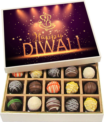 

Chocholik Diwali Sweets - May This Diwali Brings Lots Of Happiness In Your Life - Dark, Milk, White Chocolate Truffles - 20pc Truffles(300 g)