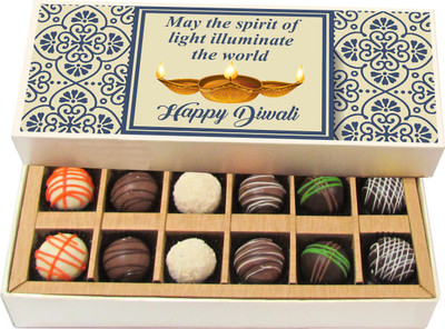 

Chocholik Diwali Sweets - May The Spirit Of Light Illuminate - Dark, Milk, White Chocolate Truffles - 12pc Truffles(180 g)