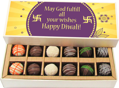 

Chocholik Diwali Sweets - May God Fulfill All Your Wishes - Dark, Milk, White Chocolate Truffles - 12pc Truffles(180 g)
