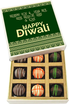 

Chocholik Diwali Sweets - Wishing You A Year Rich With Wisdom, Light & Love - Dark, Milk, White Chocolate Truffles - 9pc Truffles(135 g)