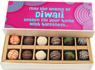 

Chocholik Diwali Sweets - May The Beauty Of Diwali Season - Dark, Milk, White Chocolate Truffles - 12pc Truffles(180 g)