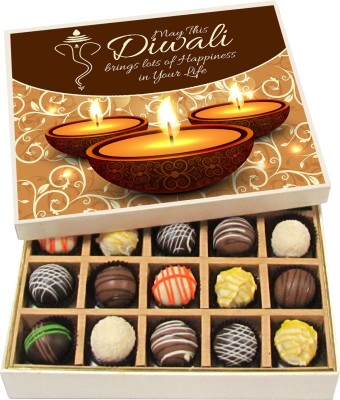 

Chocholik Diwali Sweets - Happy Diwali With Ganpati Blessings - Dark, Milk, White Chocolate Truffles - 20pc Truffles(300 g)