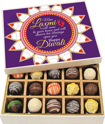 

Chocholik Diwali Sweets - May Lakshmi Will Come To Your House - Dark, Milk, White Chocolate Truffles - 20pc Truffles(300 g)